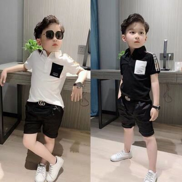 ₿UR₿€RR¥ Lapel Polo T-Shirt & Pant Set For Kids